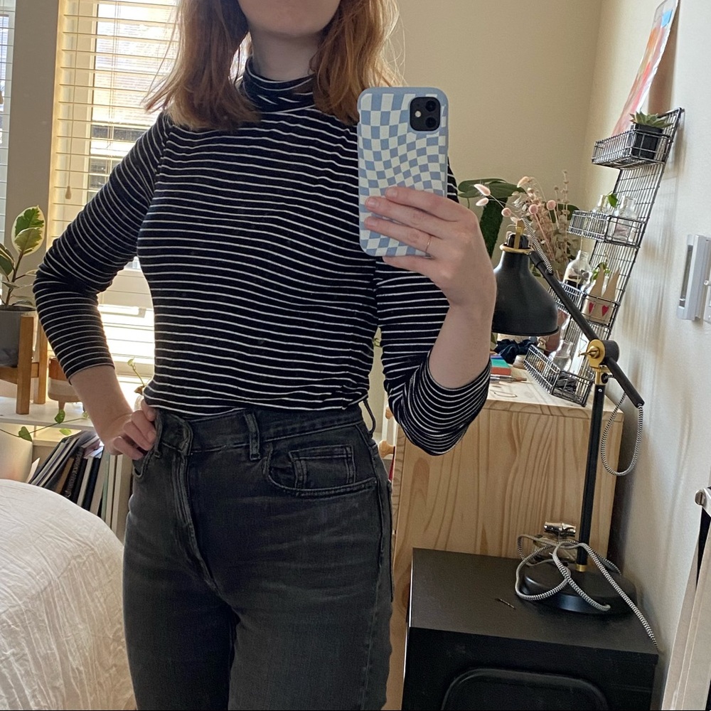 American Eagle Ribbed Striped Turtleneck
